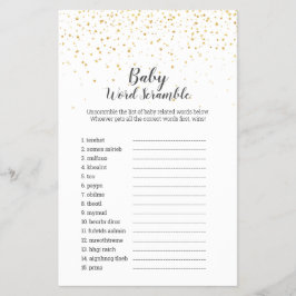Guld Confetti Baby Shower UK Baby Ord-skandalen Flygblad