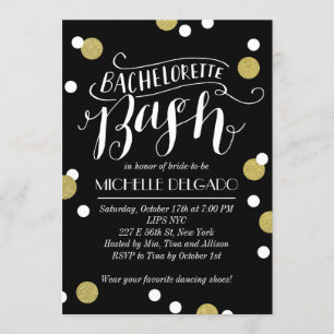 Guld Confetti Bash Bachelorette Party Inbjudningar
