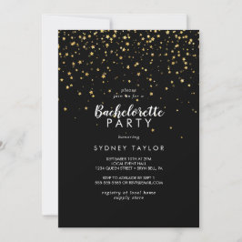 Guld Confetti | Black Bachelorette Party Inbjudningar