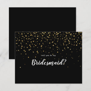 Guld Confetti   Black kommer att bli min bridesmai Anteckningskort