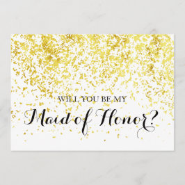 Guld Confetti - blir du mitt Maid of honor-kort? Inbjudningar
