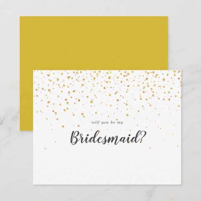 Guld Confetti blir mitt Bridesmaid Note-kort Anteckningskort (Fram/baksida)