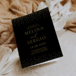 Guld Confetti Boho Black Foldad Bröllop Program