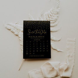 Guld Confetti Boho Black Spara datumkalender Spara Datumet