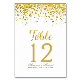 Guld Confetti | Bord-kort Bordsnummer