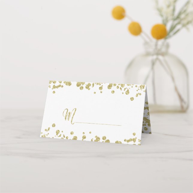 Guld Confetti Bord Namn säten Placeringskort (Framsida)