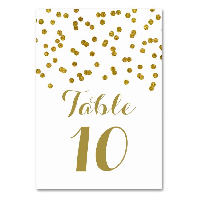 Guld Confetti Bröllop Bordsnummer-kort Bordsnummer (Framsidan)