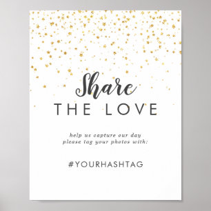 Guld Confetti Bröllop  Kärlek-tecknet Poster