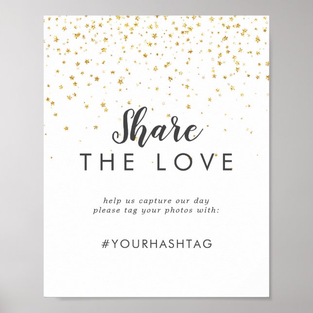 Guld Confetti Bröllop  Kärlek-tecknet Poster (Framsidan)
