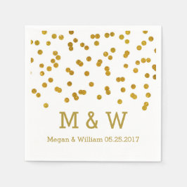 Guld Confetti Bröllop Monogram Pappersservett
