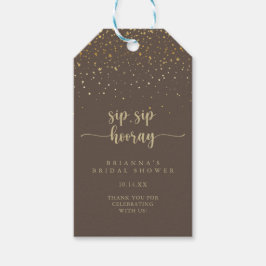 Guld Confetti Brown Sip Sip Hooray Möhippa Presentetikett