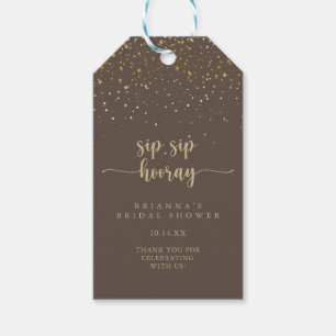 Guld Confetti Brown Sip Sip Hooray Möhippa Presentetikett