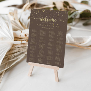 Guld Confetti brunt alfabetiskt sittningsschema Poster