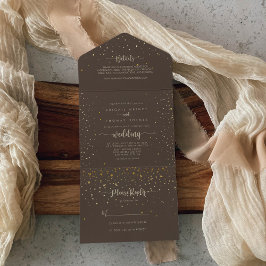 Guld Confetti Calligraphy Brown Bröllop