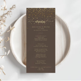 Guld Confetti Calligraphy Brown Dinner Menu Meny