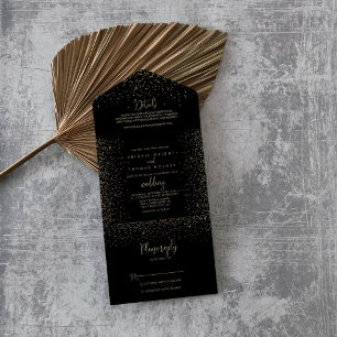 Guld Confetti Calligraphy Finare Script Bröllop
