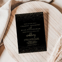 Guld Confetti Calligraphy Finare Script Bröllop