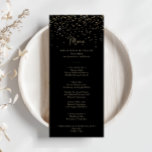 Guld Confetti Calligraphy Finare Script Dinner Men Meny<br><div class="desc">Det här finare-skriptmatningsmenykortet i guld konetti är en perfekt för ett bröllop i rustika. Den enkla utformningen och utformningen av eleganten ger gnistrande guld-konfetti och snyggt-manustypografi. Den här menyn kan användas för bröllopsmottagning,  repetitionsmiddag,  möhippa eller vilken händelse som helst.</div>
