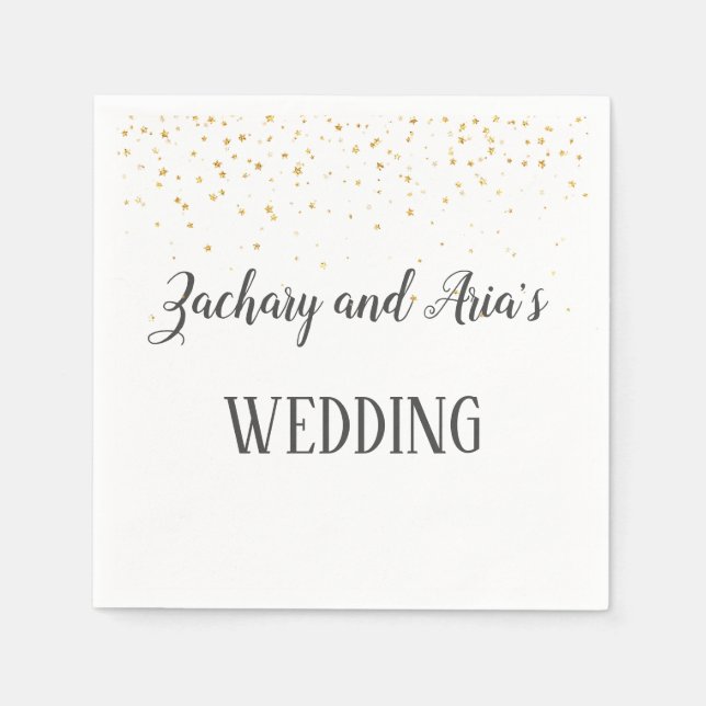 Guld Confetti Calligraphy Napkins Pappersservett (Framsidan)