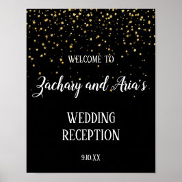 Guld Confetti Calligraphy|Svart mottagningsvälkoms Poster