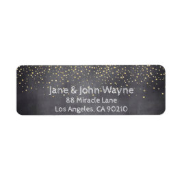 Guld Confetti Chalkboard Bröllop Returadress Etikett