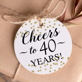 Guld Confetti Cheers till 40 års favorittaggar Gåvor Etiketter