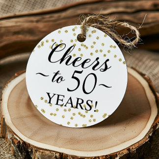 Guld Confetti Cheers till 50 års favorittaggar Gåvor Etiketter