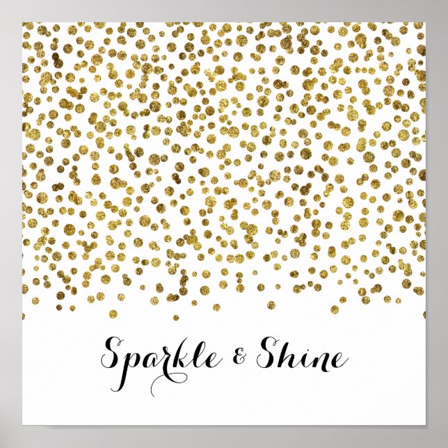 Guld Confetti Dot Gnistra och Shine Poster (Framsidan)