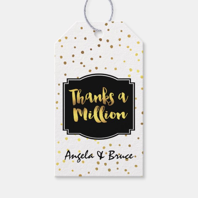 Guld Confetti Dots, Anpassningsbar Tack Presentetikett (Framsidan)