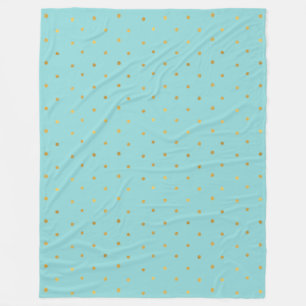 Guld Confetti Dots Aqua Mint Fleecefilt