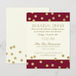 Guld Confetti Dots Burgundy Rehearsal Middag Inbjudningar