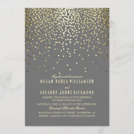 Guld Confetti Dots Elegant och Vintage bröllop Inbjudningar