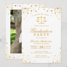 Guld Confetti Dots Law School Studentfest Inbjudningar