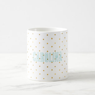 Guld Confetti Dots Mint Namn Kaffemugg