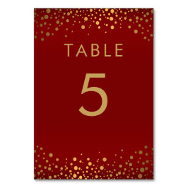 Guld Confetti Dots och Maroon Red - Bordsnummer