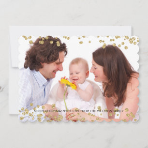Guld Confetti Dots-Personligen Fotojul Julkort