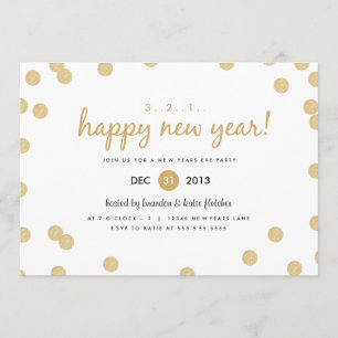 Guld Confetti efter Origami Prints New Years Inbju Inbjudningar