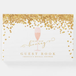 Guld Confetti Elegant Champagne Möhippa Gästböcker