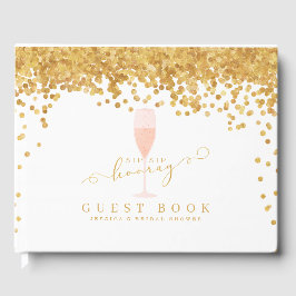 Guld Confetti Elegant Champagne Möhippa Gästböcker