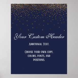 Guld Confetti Elegant flottan gör det själv Bröllo Poster