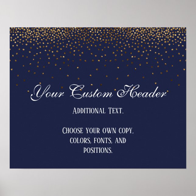 Guld Confetti Elegant flottan gör det själv Bröllo Poster (Framsidan)