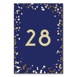 Guld Confetti Elegant Navy Bröllop Bordsnummer
