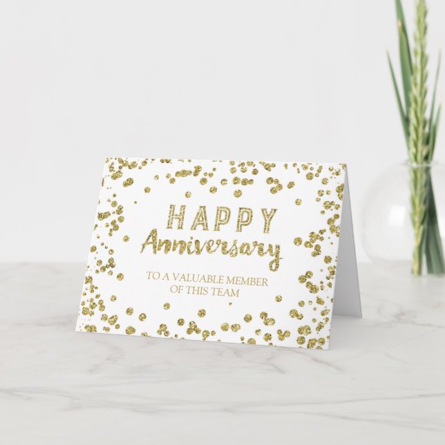 Guld Confetti Employee-årsjubileum Card Kort (Framsida)