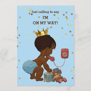 Guld Confetti Ethnic Prince på Mobila babyskor Inbjudningar