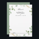 Guld Confetti Eucalyptus Bröllop well Önskemål Rådkort<br><div class="desc">Detta guld konetti eucalyptus bröllop well önskemål-rådgivningskort är perfekt för ett rustiskt bröllop. Konstruktionen har vattenfärgen eucalyptus grönt foliage med guld konetti. De här korten är perfekter för bröllop,  möhippa,  babydusch,  studentfest och mycket mer. Anpassa korten med namn från bruden och brudgummen,  blivande föräldrar eller student.</div>