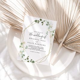 Guld Confetti Eucalyptus Foliage Bröllop i Inbjudningar