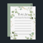 Guld Confetti Eucalyptus Foliage Bucket List Cards Vykort<br><div class="desc">Dessa guld-konkotti eucalyptus foliage bucket-kort är perfekten för en rustisk bröllopsmottagning eller -möhippa. Konstruktionen har vattenfärgen eucalyptus grönt foliage med guld konetti. Bucket List-skylten säljs separat.</div>