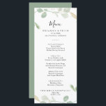 Guld Confetti Eucalyptus Foliage Dinner Menu Meny<br><div class="desc">Det här guld-konkotti-eucalyptus-serveringskortet är perfekt för ett rustiskt bröllop. Konstruktionen har vattenfärgen eucalyptus grönt foliage med guld konetti. Den här menyn kan användas för bröllopsmottagning,  repetitionsmiddag,  möhippa eller vilken händelse som helst.</div>