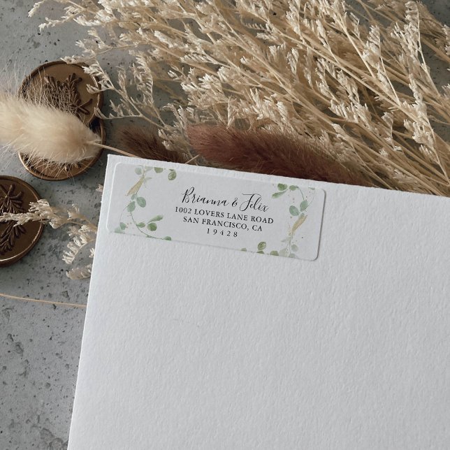 Guld Confetti Eucalyptus Foliage Returadress Returadress Etikett (Skapare uppladdad)