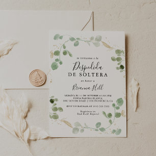 Guld Confetti Eucalyptus Spanska Möhippan Inbjudningar